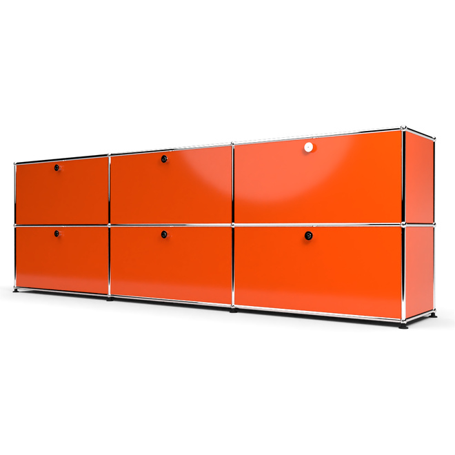 Sideboard 2x3 mit 6 Klapptren, Orange