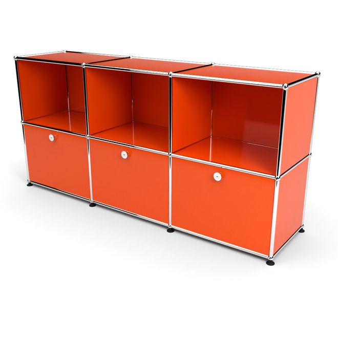 Sideboard 50 2x3 mit 3 Klapptren, Orange