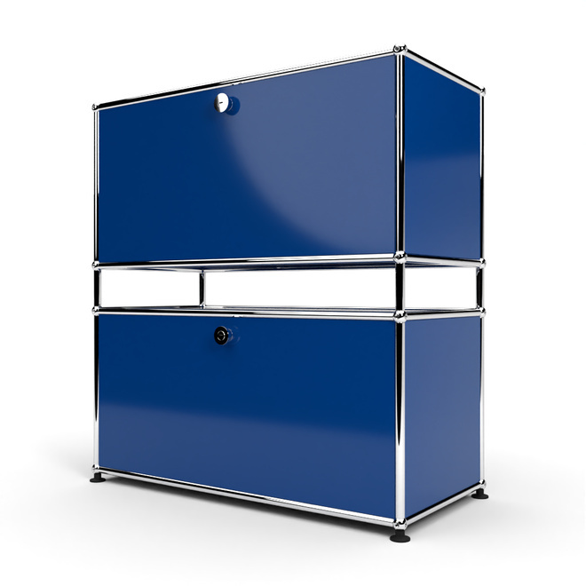 Sideboard 2x1 mit 2 Klapptren, mit Zwischenraum, Enzianblau