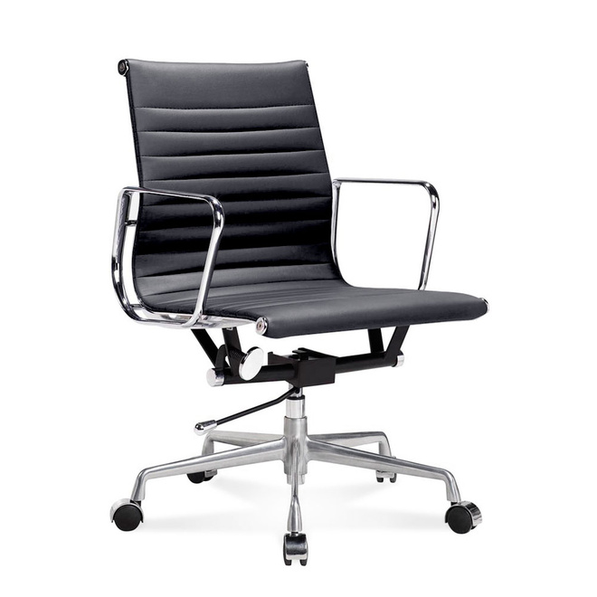 Bürostuhl Halbhoher Office Chair mit geripptem Leder