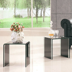 2 Glass Coffee Tables Schwarz / Transparent