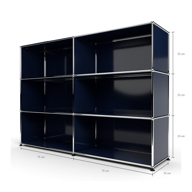 Highboard 3x2 offen, Stahlblau