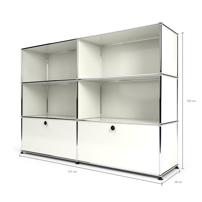 Highboard 3x2 mit 2 Klapptren unten, Weiss