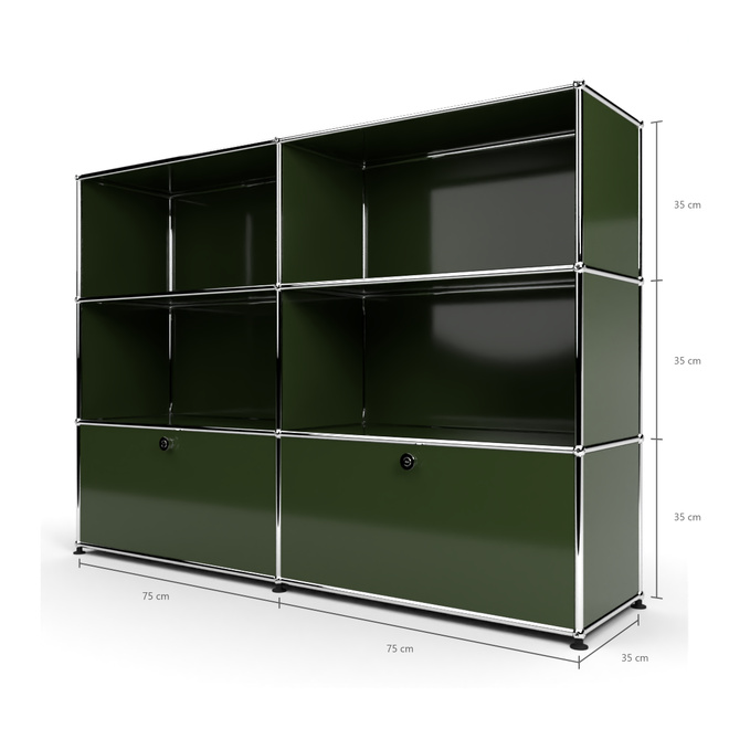 Highboard 3x2 mit 2 Klapptren unten, Olivgrn