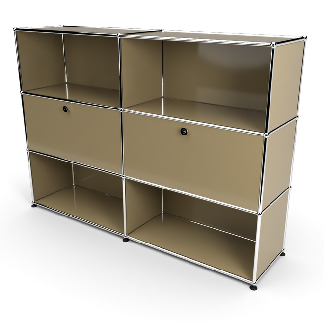 Highboard 3x2 mit 2 Klapptren Mitte, Beige