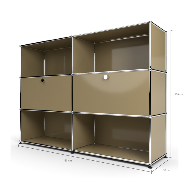 Highboard 3x2 mit 2 Klapptren Mitte, Beige