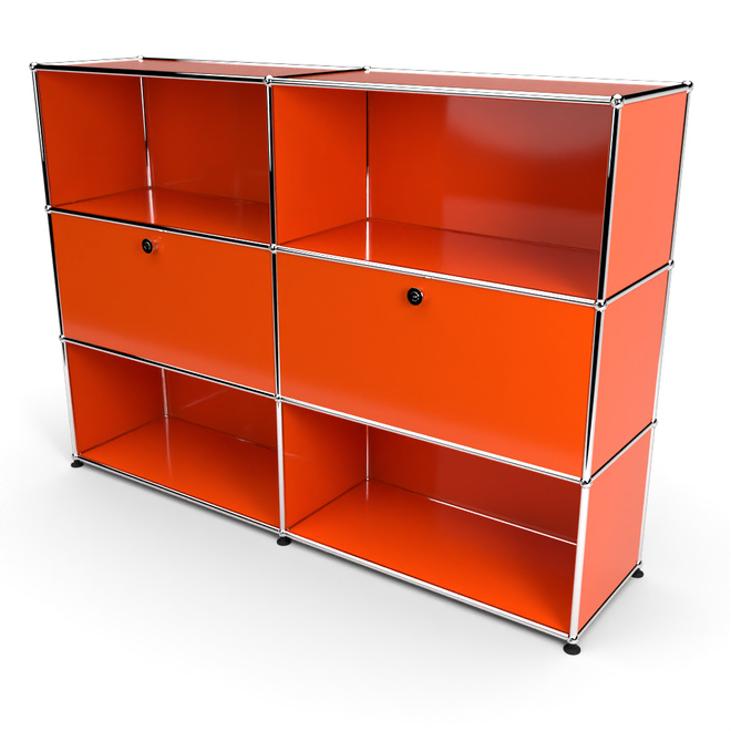 Highboard 3x2 mit 2 Klapptren Mitte, Orange