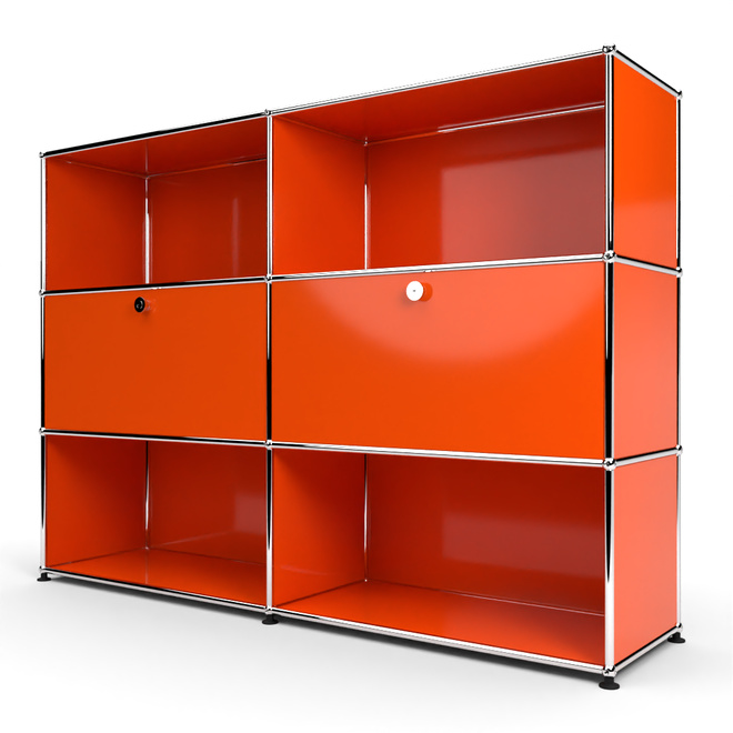 Highboard 3x2 mit 2 Klapptren Mitte, Orange