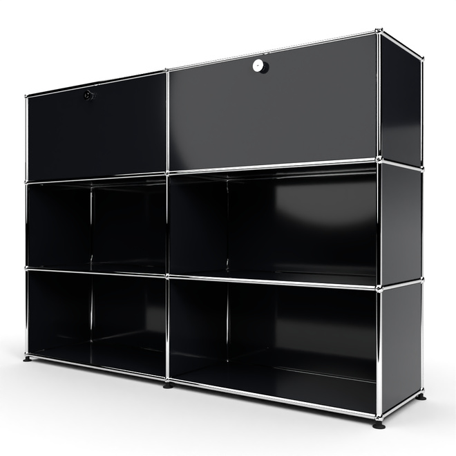 Highboard 3x2 mit 2 Klapptren oben, Graphitschwarz