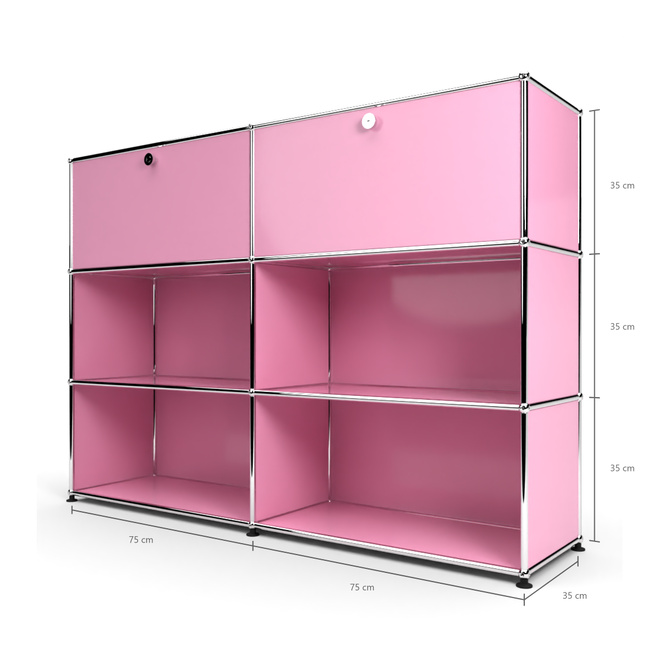 Highboard 3x2 mit 2 Klapptren oben, Rosa