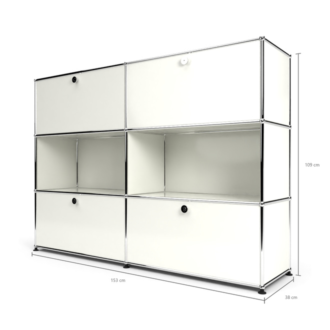 Highboard 3x2 mit 4 Klapptren oben und unten, Weiss