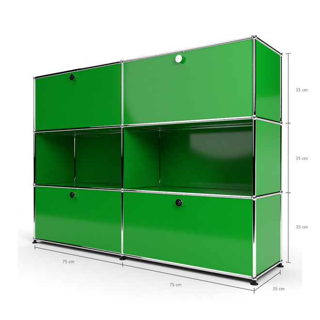 Highboard 3x2 mit 4 Klapptren oben und unten, Grn