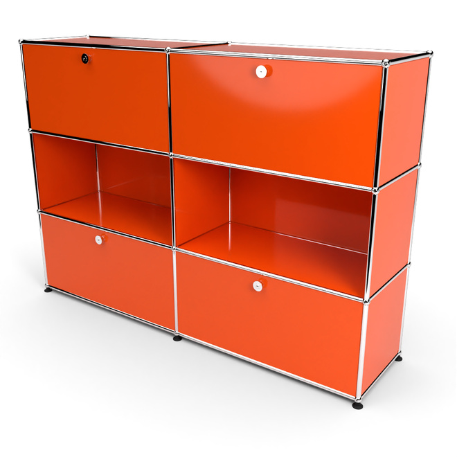 Highboard 3x2 mit 4 Klapptren oben und unten, Orange