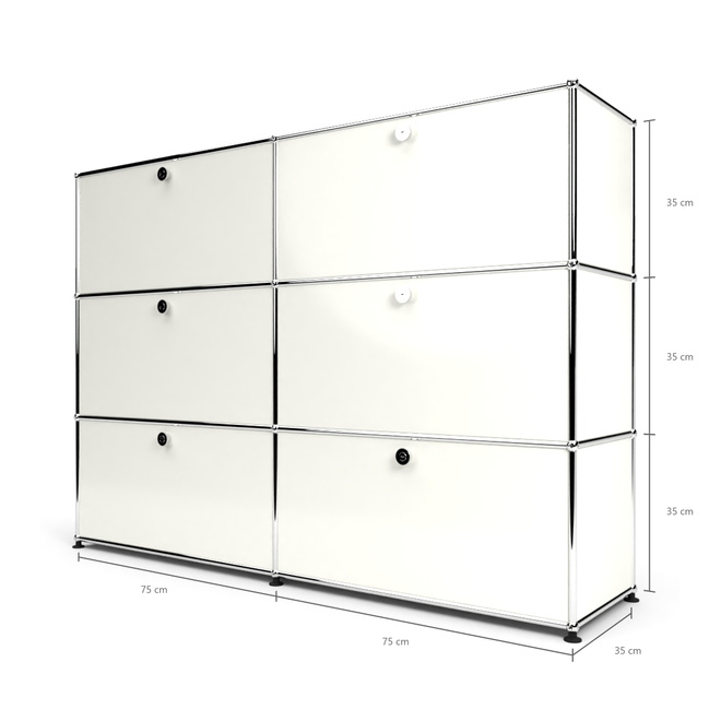 Highboard 3x2 mit 6 Klapptren, Weiss