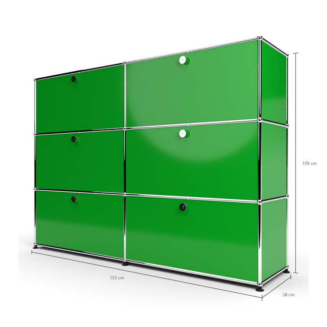 Highboard 3x2 mit 6 Klapptren, Grn