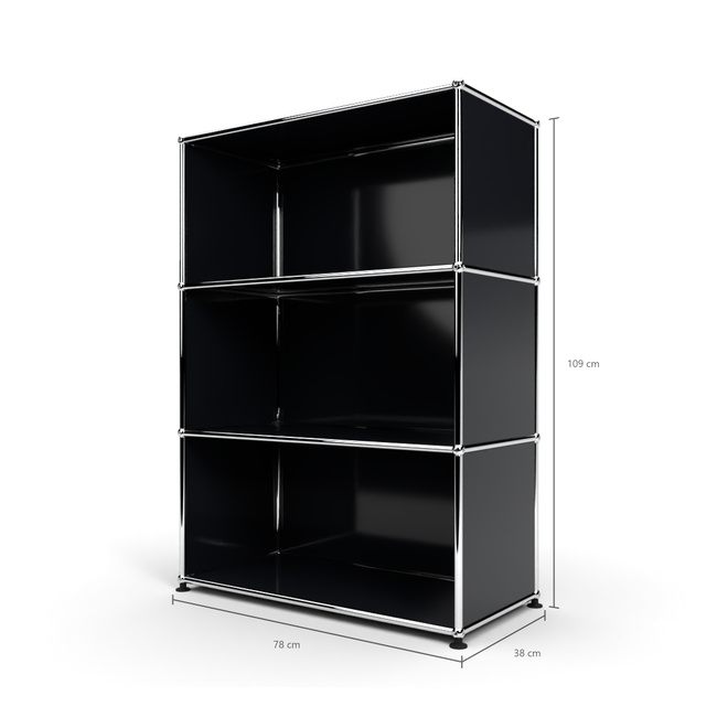 Highboard 3x1 offen, Graphitschwarz