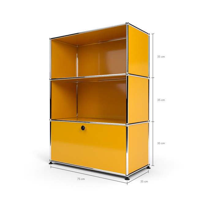 Highboard 3x1 mit 1 Tr unten, Goldgelb