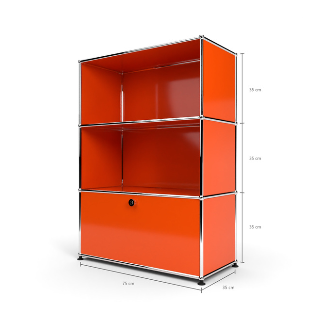 Highboard 3x1 mit 1 Tr unten, Orange