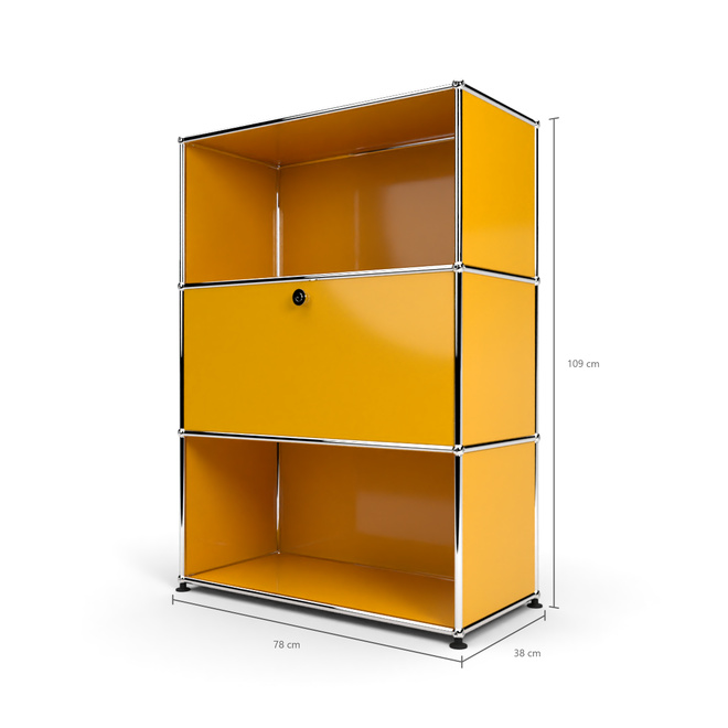 Highboard 3x1 mit 1 Tr Mitte, Goldgelb