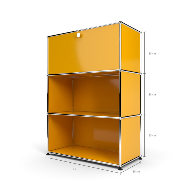 Highboard 3x1mit 1 Klapptren oben, Goldgelb