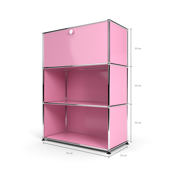 Highboard 3x1mit 1 Klapptren oben, Rosa