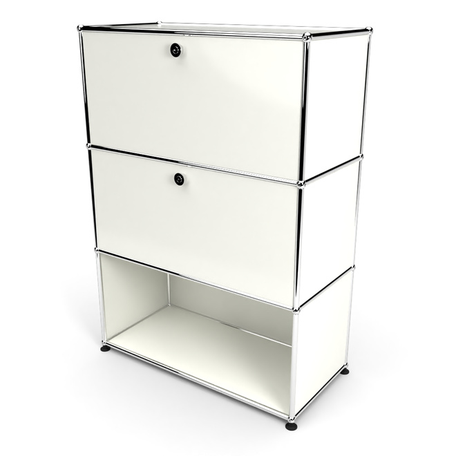 Highboard 3x1 mit 2 Klapptren mitte und oben, Weiss