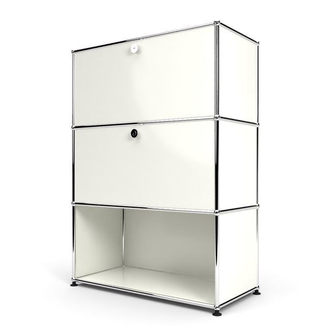 Highboard 3x1 mit 2 Klapptren mitte und oben, Weiss