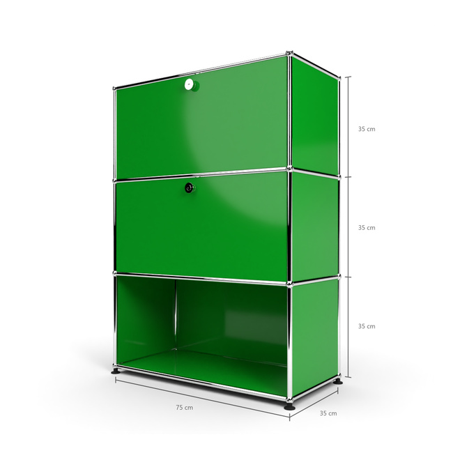 Highboard 3x1 mit 2 Klapptren mitte und unten, Grn