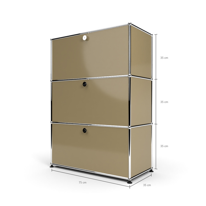 Highboard 3x1 mit 3 Klapptren, Beige