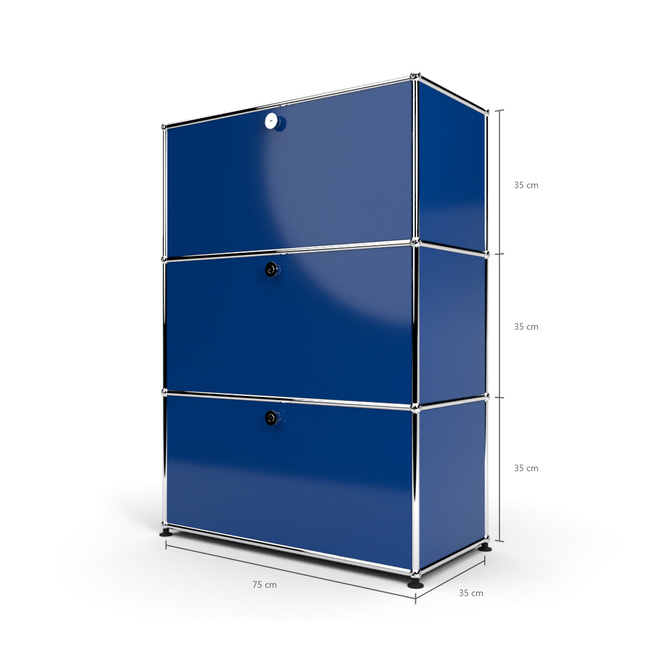 Highboard 3x1 mit 3 Klapptren, Enzianblau