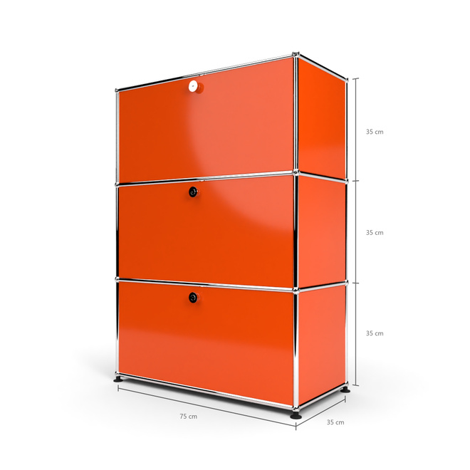 Highboard 3x1 mit 3 Klapptren, Orange