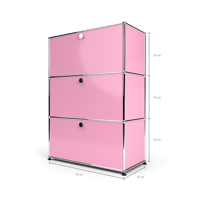 Highboard 3x1 mit 3 Klapptren, Rosa