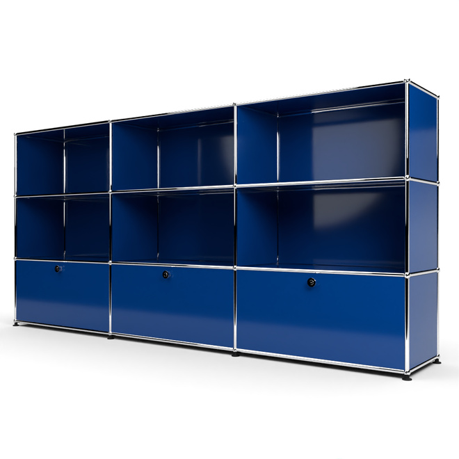 Highboard 3x3 mit 3 Klapptren unten, Enzianblau