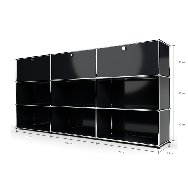 Highboard 3x3 mit 3 Klapptren oben