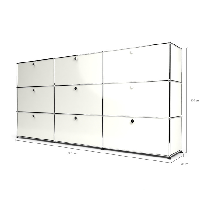 Highboard 3x3 mit 9 Klapptren, Weiss