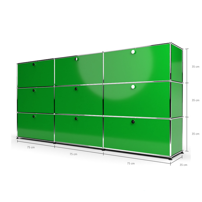 Highboard 3x3 mit 9 Klapptren, Grn