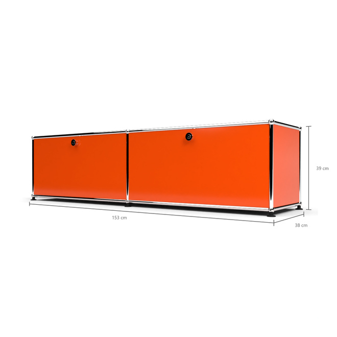 Lowboard 1x2 mit 2 Klapptren, Orange