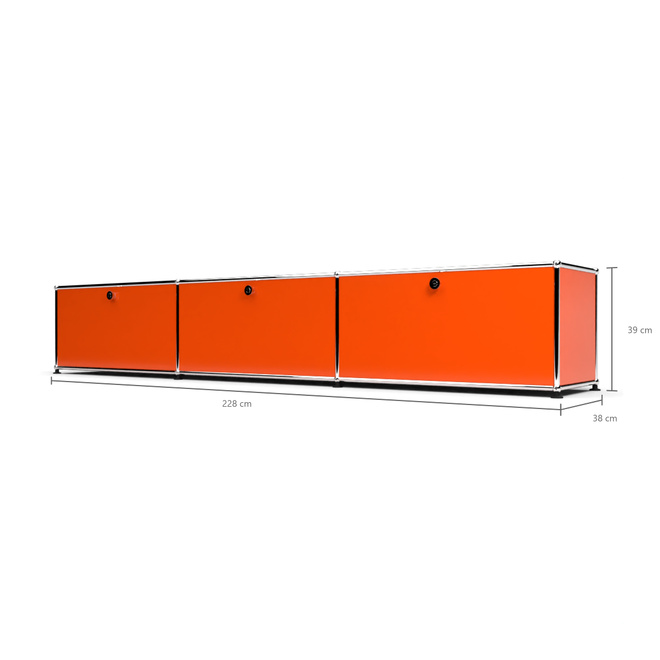 Lowboard 1x3 mit 3 Klapptren, Orange