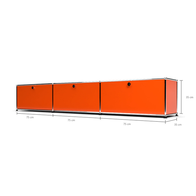 Lowboard 1x3 mit 3 Klapptren, Orange