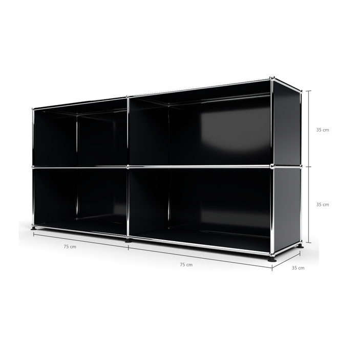 Sideboard 2x2 offen, Graphitschwarz