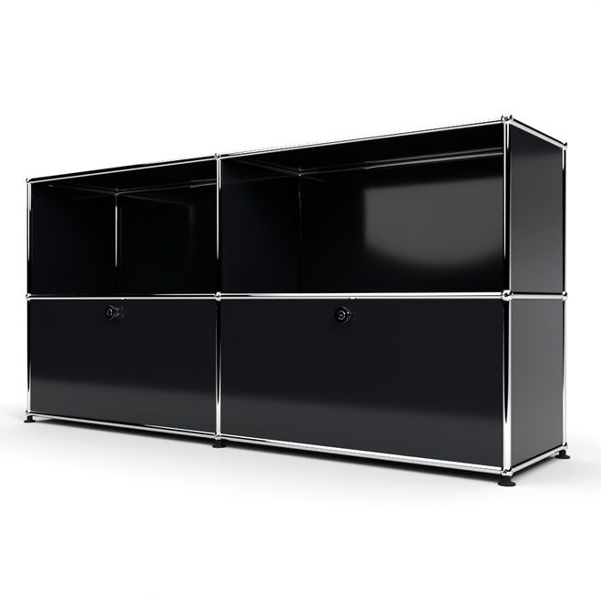 Sideboard 2x2 mit 2 Klapptren, Graphitschwarz