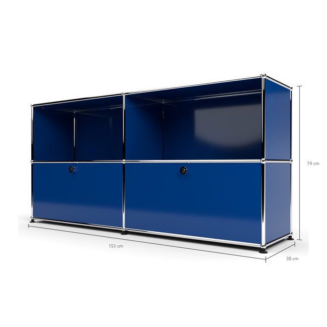 Sideboard 2x2 mit 2 Klapptren, Enzianblau