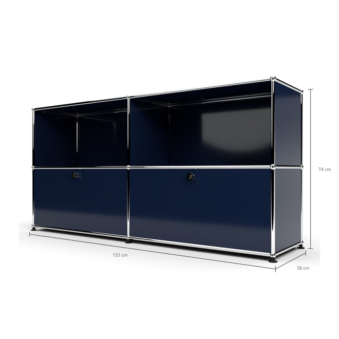 Sideboard 2x2 mit 2 Klapptren, Stahlblau