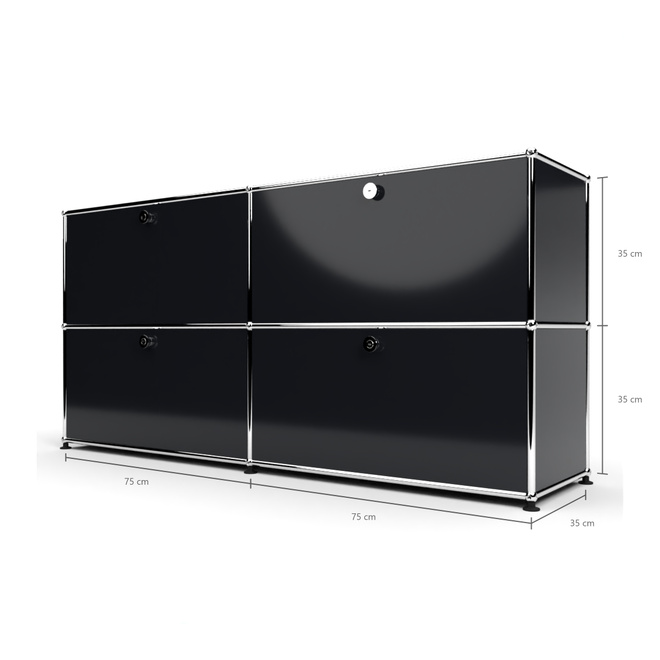 Sideboard 2x2 mit 4 Klapptren, Graphitschwarz