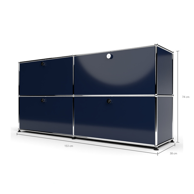 Sideboard 2x2 mit 4 Klapptren, Stahlblau