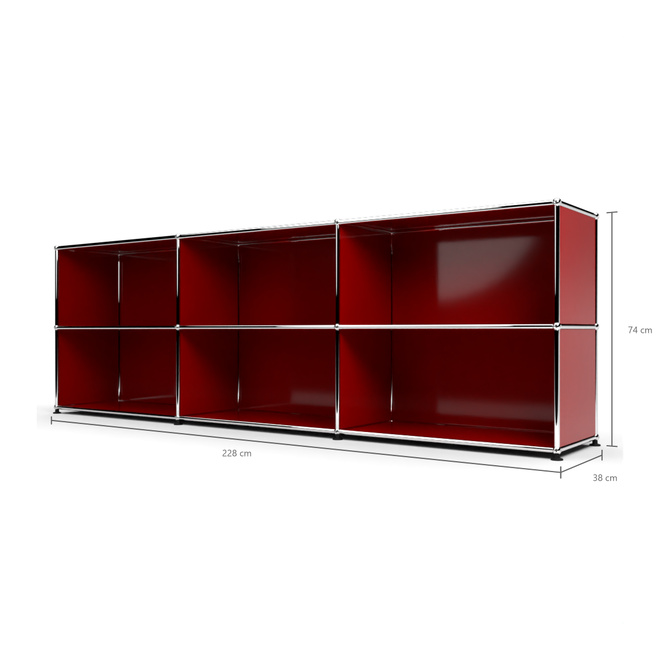 Sideboard 2x3 offen, Rubinrot