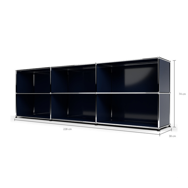 Sideboard 2x3 offen, Stahlblau