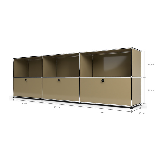 Sideboard 2x3 mit 3 Klapptren, Beige