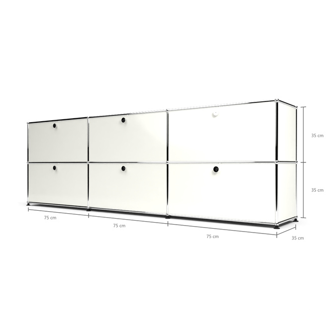 Sideboard 2x3 mit 6 Klapptren, Weiss