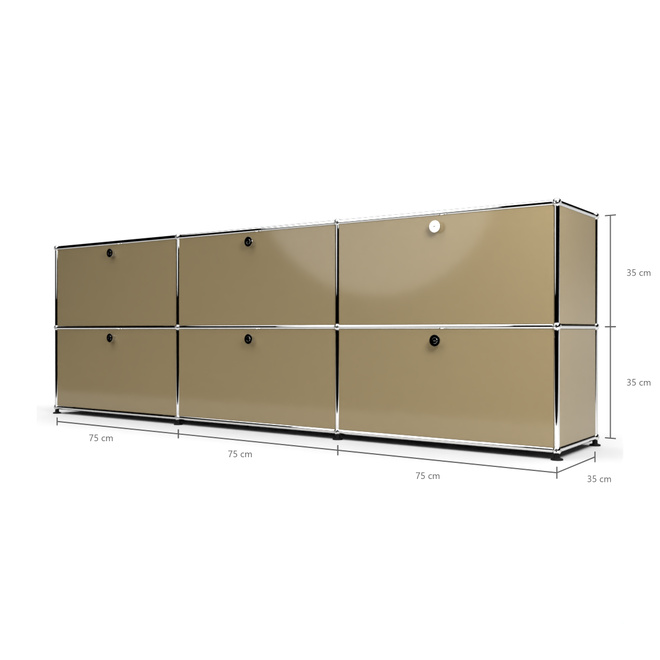 Sideboard 2x3 mit 6 Klapptren, Beige